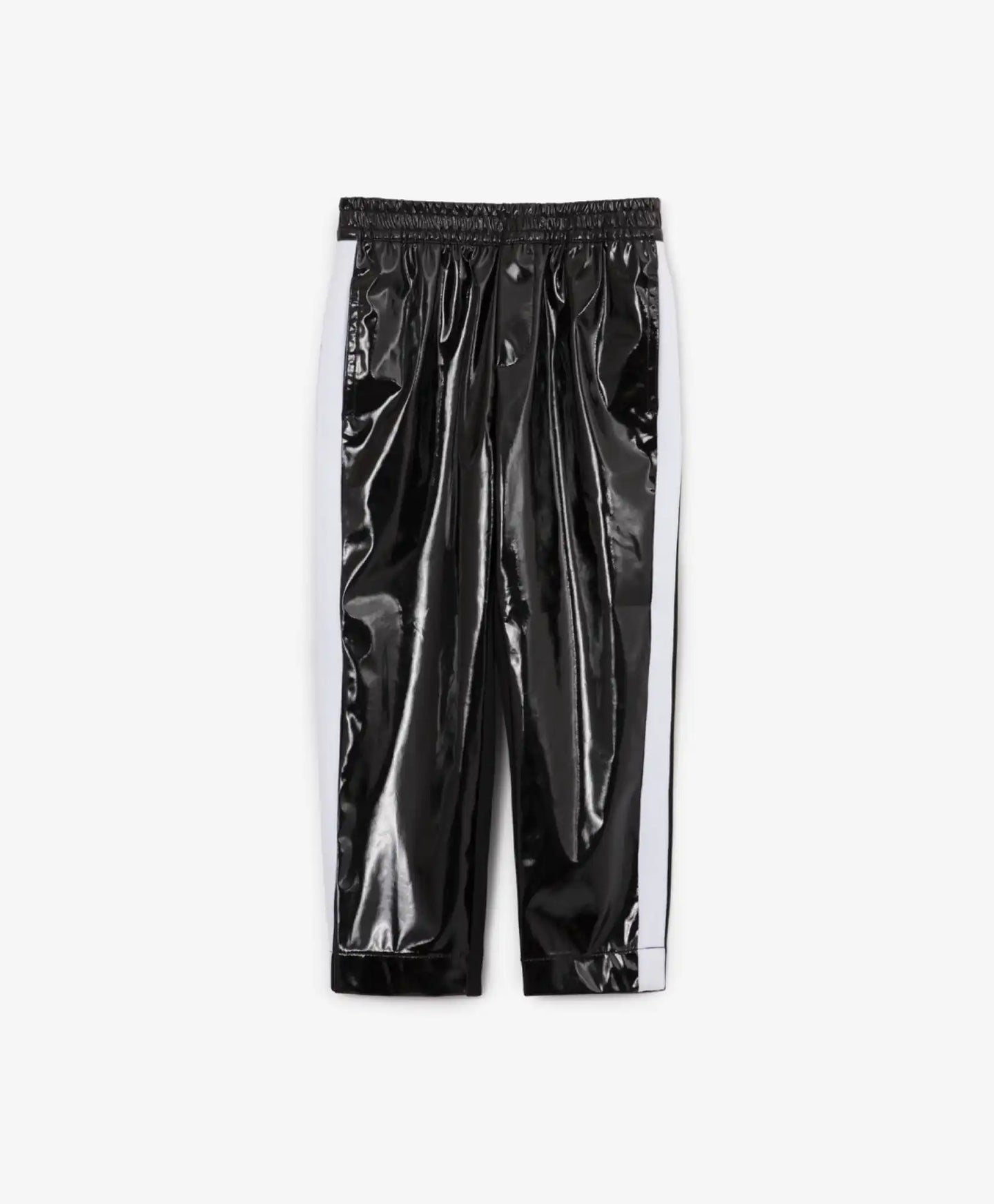 Pantaloni din tricot și piele ecologică lăcuită, negri, Gulliver