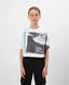 Tricou cu umeri decupați și decor asimetric, alb, Gulliver