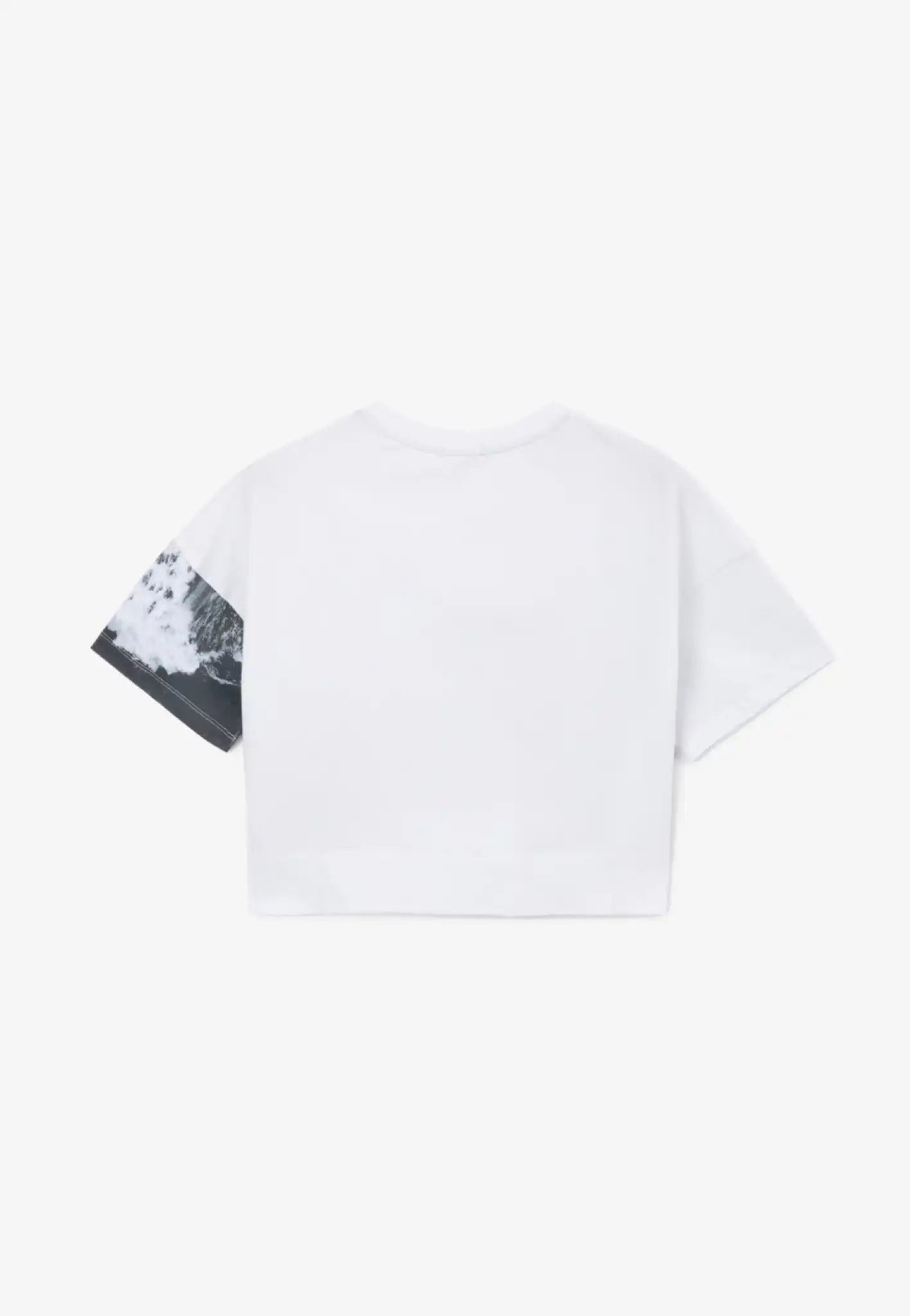 Tricou cu umeri decupați și decor asimetric, alb, Gulliver