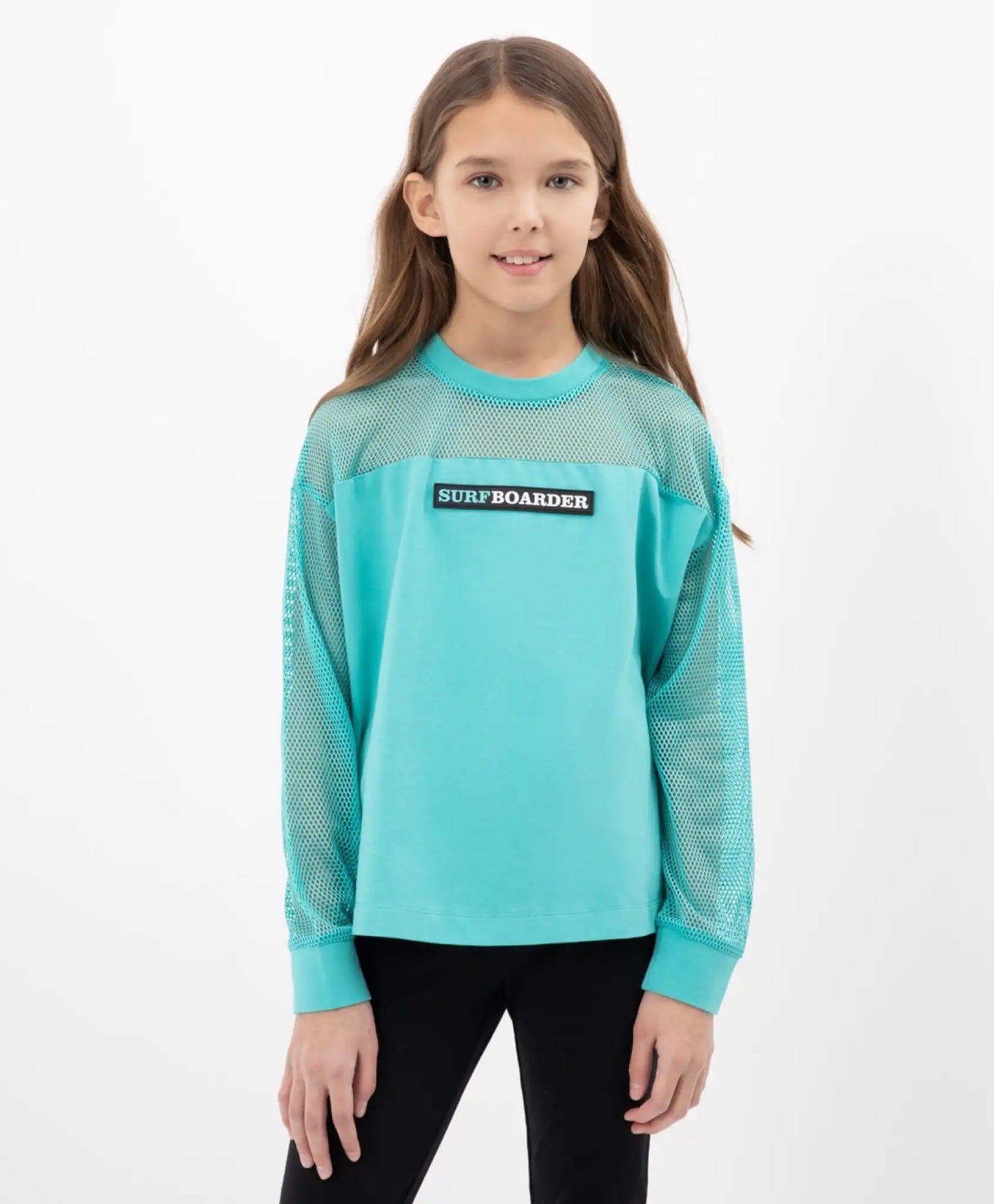 Tricou cu mâneci lungi tricotat cu plasă turcoaz Gulliver