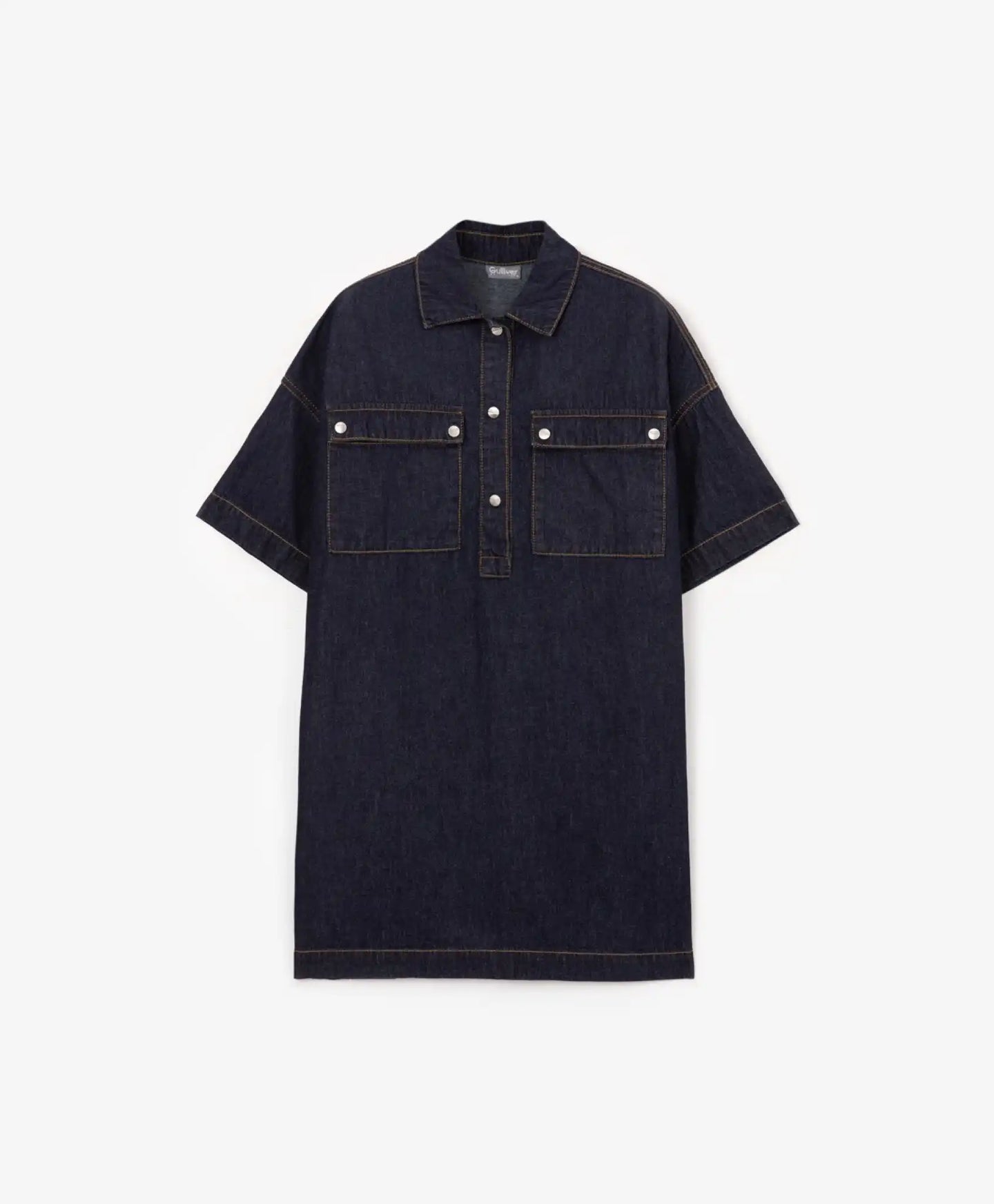 Rochie subțire din denim albastră tip cămașă, Gulliver