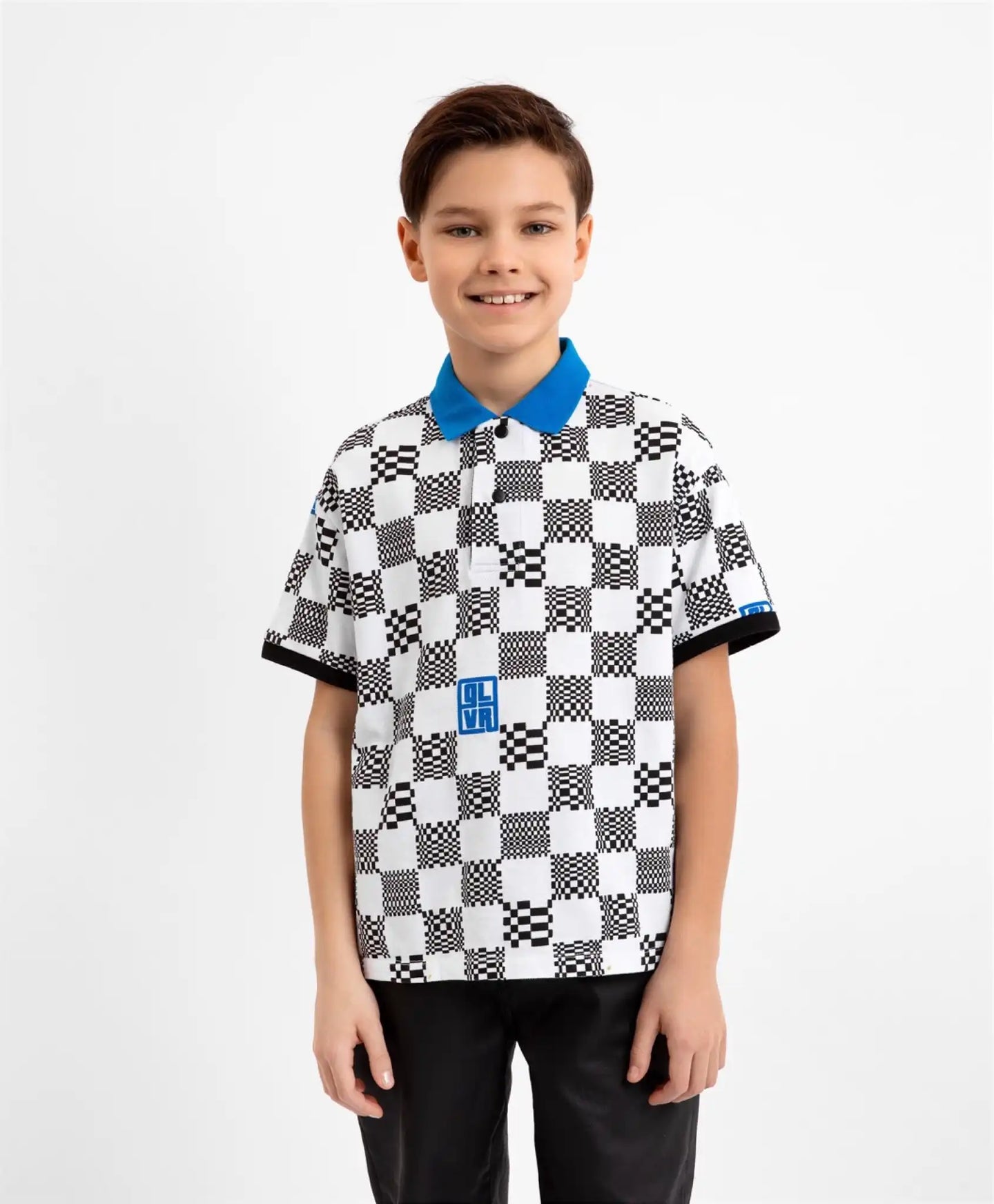 Polo din pique cu grafică alb-negru, Gulliver