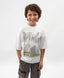 Tricou oversize pentru băiat, alb, cu imprimeu, Gulliver