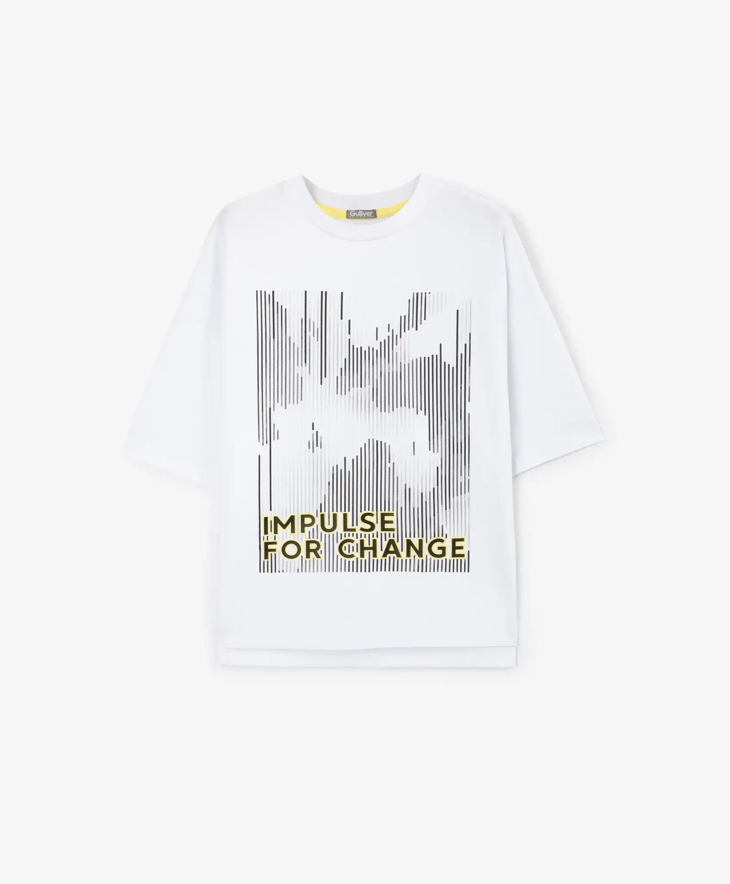 Tricou oversize pentru băiat, alb, cu imprimeu, Gulliver