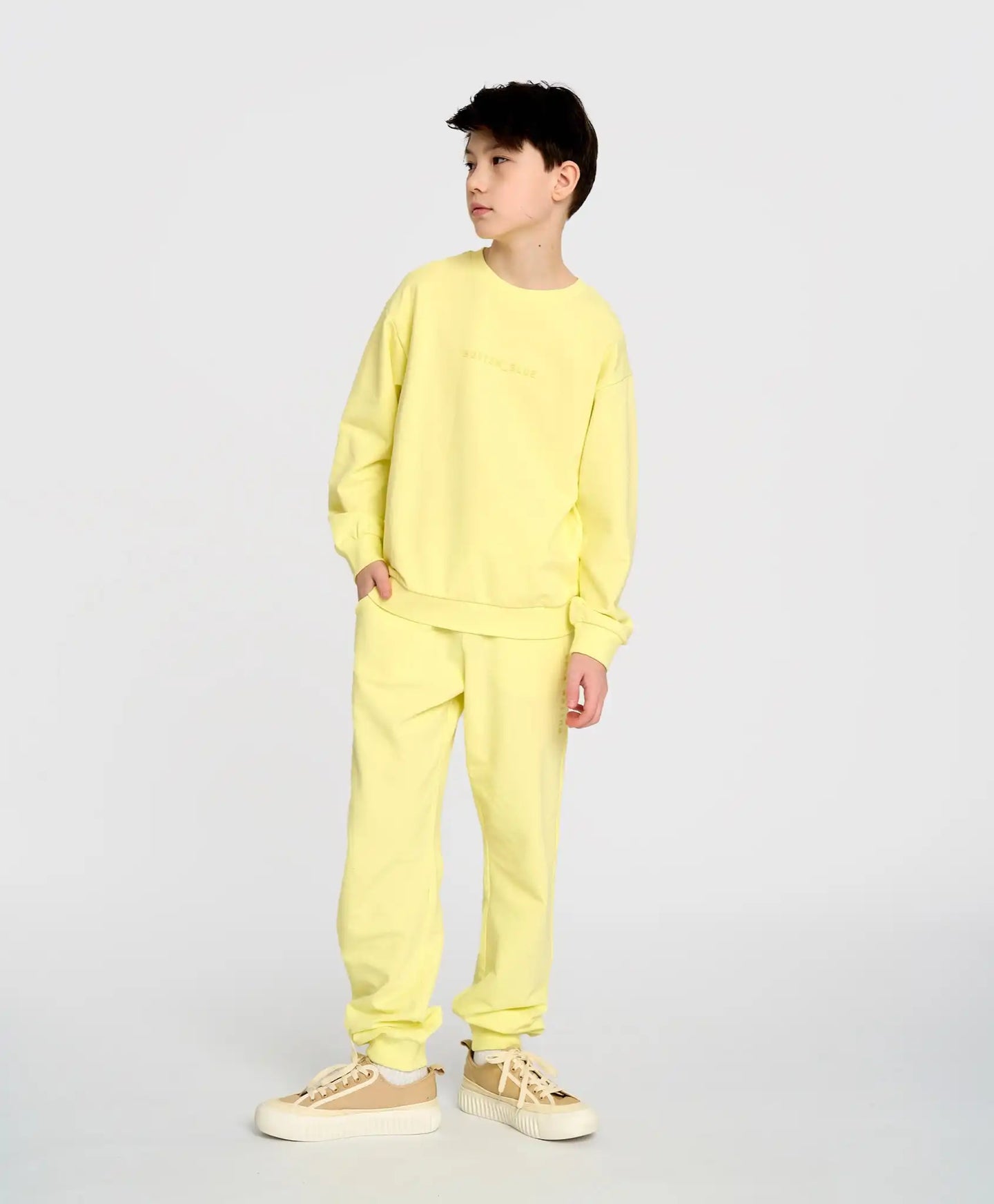 Joggeri de bază pentru copii, galbeni, cu talie elastică, Button Blue