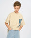 Tricou cu mânecă scurtă pentru băiat, alb lăptos, oversize, cu imprimeu, Button Blue