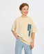 Tricou cu mânecă scurtă pentru băiat, alb lăptos, oversize, cu imprimeu, Button Blue
