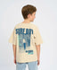 Tricou cu mânecă scurtă pentru băiat, alb lăptos, oversize, cu imprimeu, Button Blue