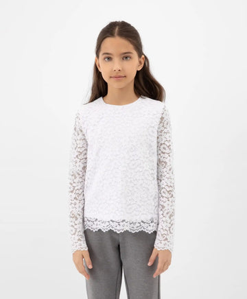 Bluza din dantelă cu mâneci lungi albă Gulliver