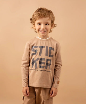 Bluza cu mâneci lungi din tricot melanj maro Gulliver