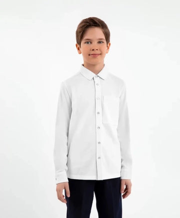 Tricou din tricot cu mâneci lungi alb - Gulliver