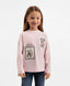 Longsleeve cu decorație expresivă roz pentru fete Gulliver
