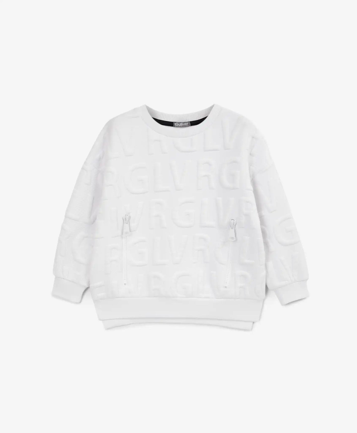Hoodie cu guler înalt și fermoar din quilt alb pentru fete Gulliver