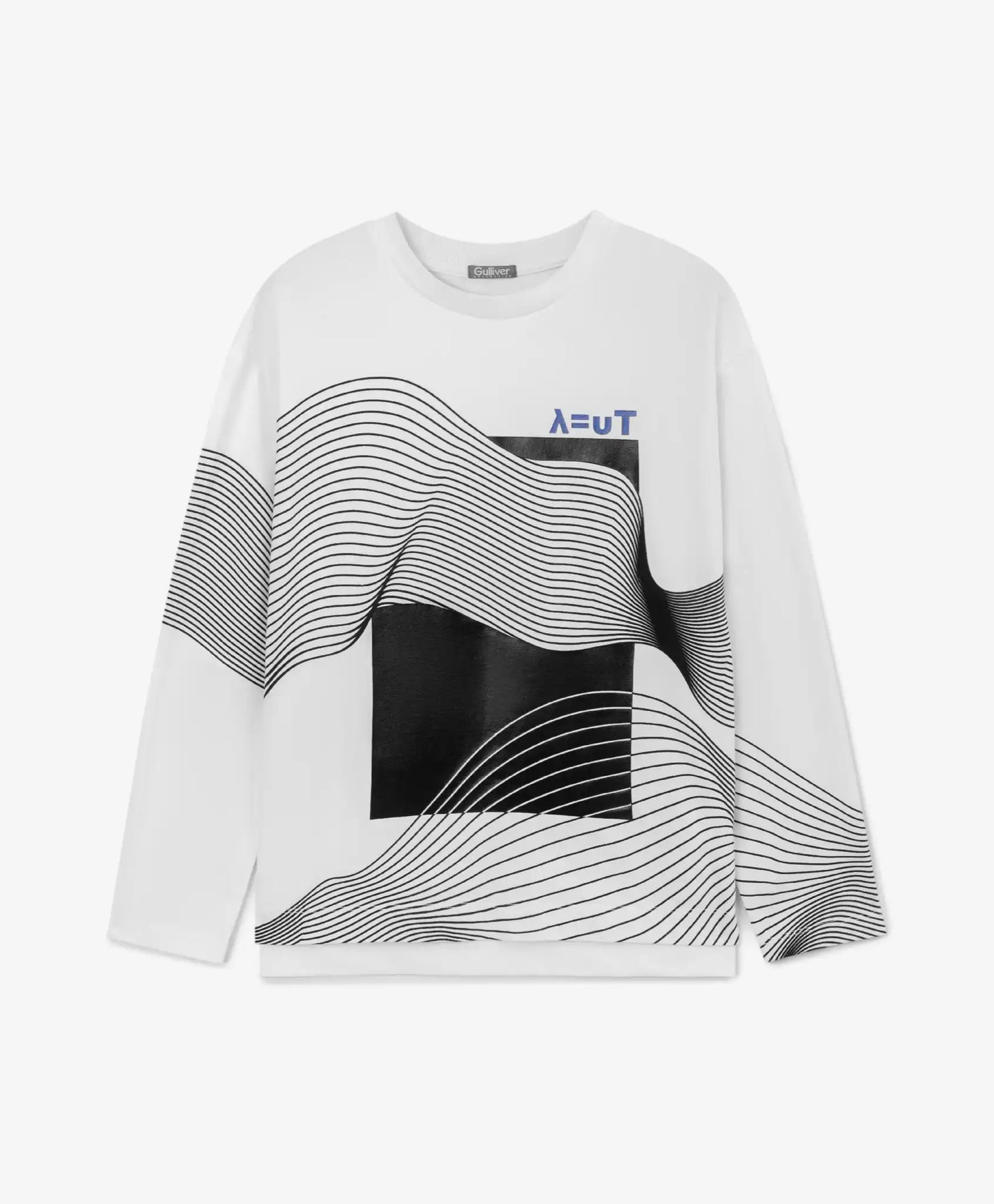 Longsleeve tricotat cu imprimeu alb pentru băieți Gulliver
