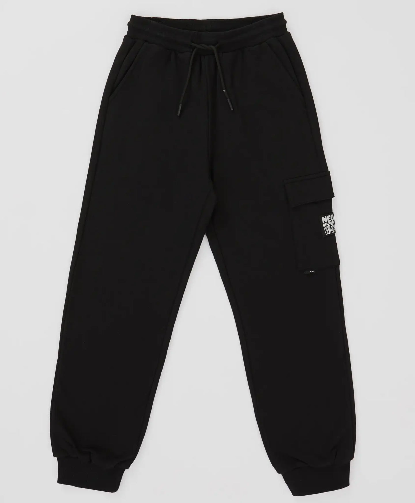 Pantaloni jogger, cu trei buzunare și talie elastică, negri, pentru băiat, Button Blue