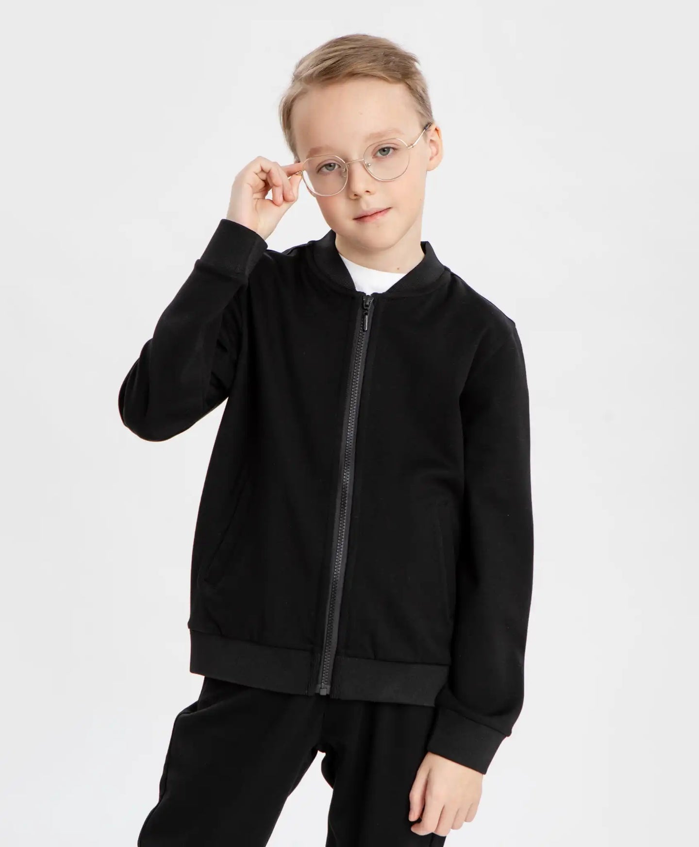 Hanorac bomber cu fermoar negru Button Blue