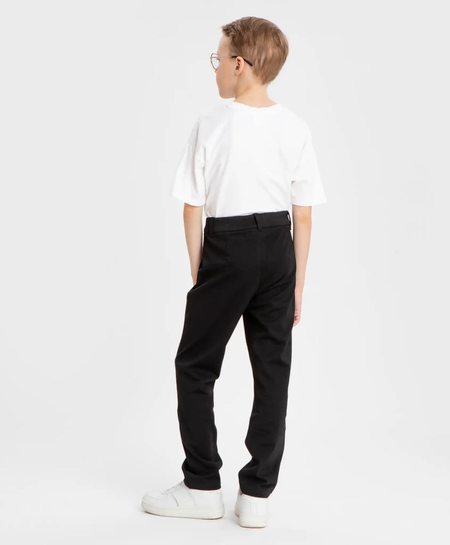 Pantaloni cu dungi presate, negri, Button Blue