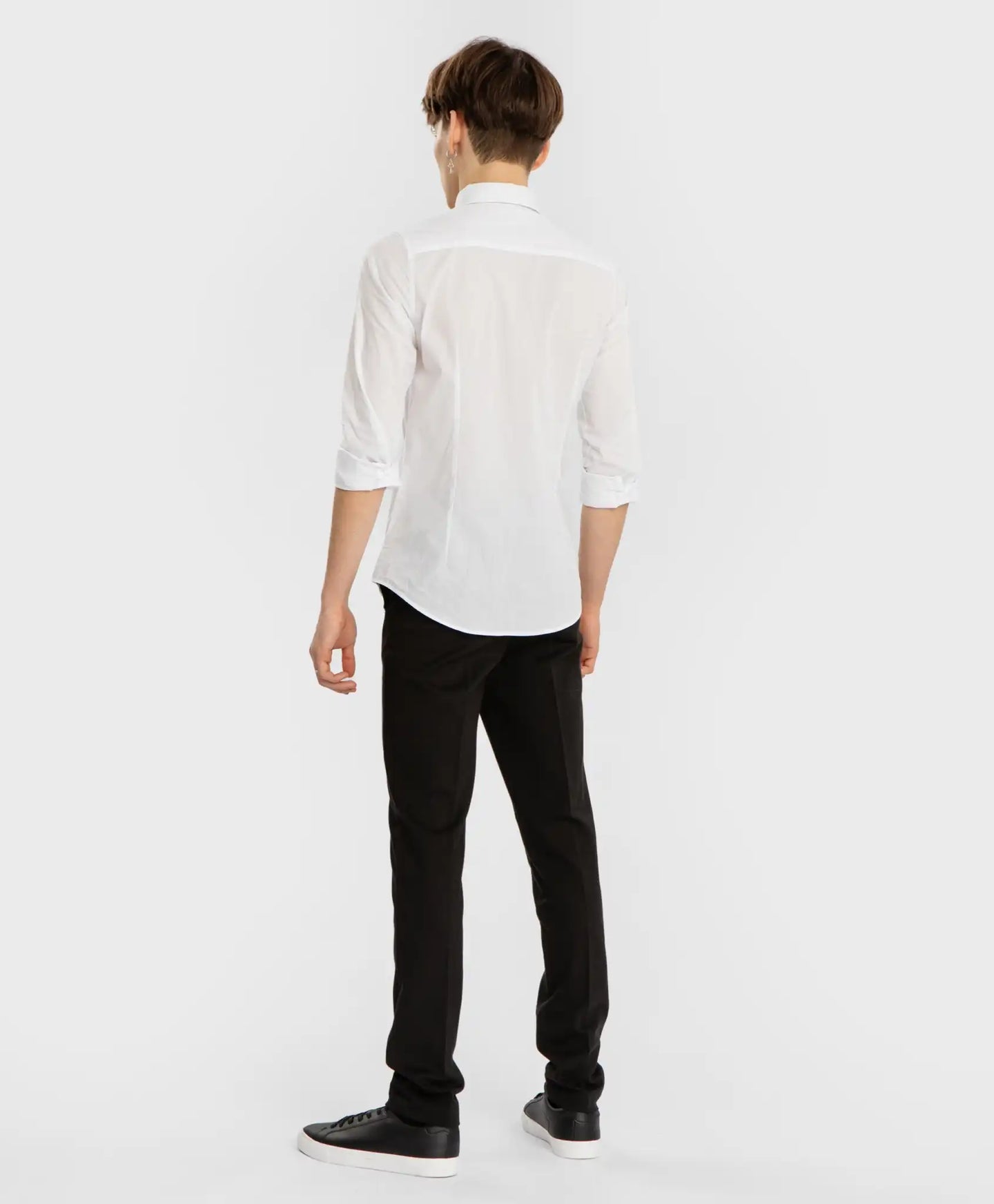 Pantaloni cu dungi presate, negri, pentru băiat, Button Blue