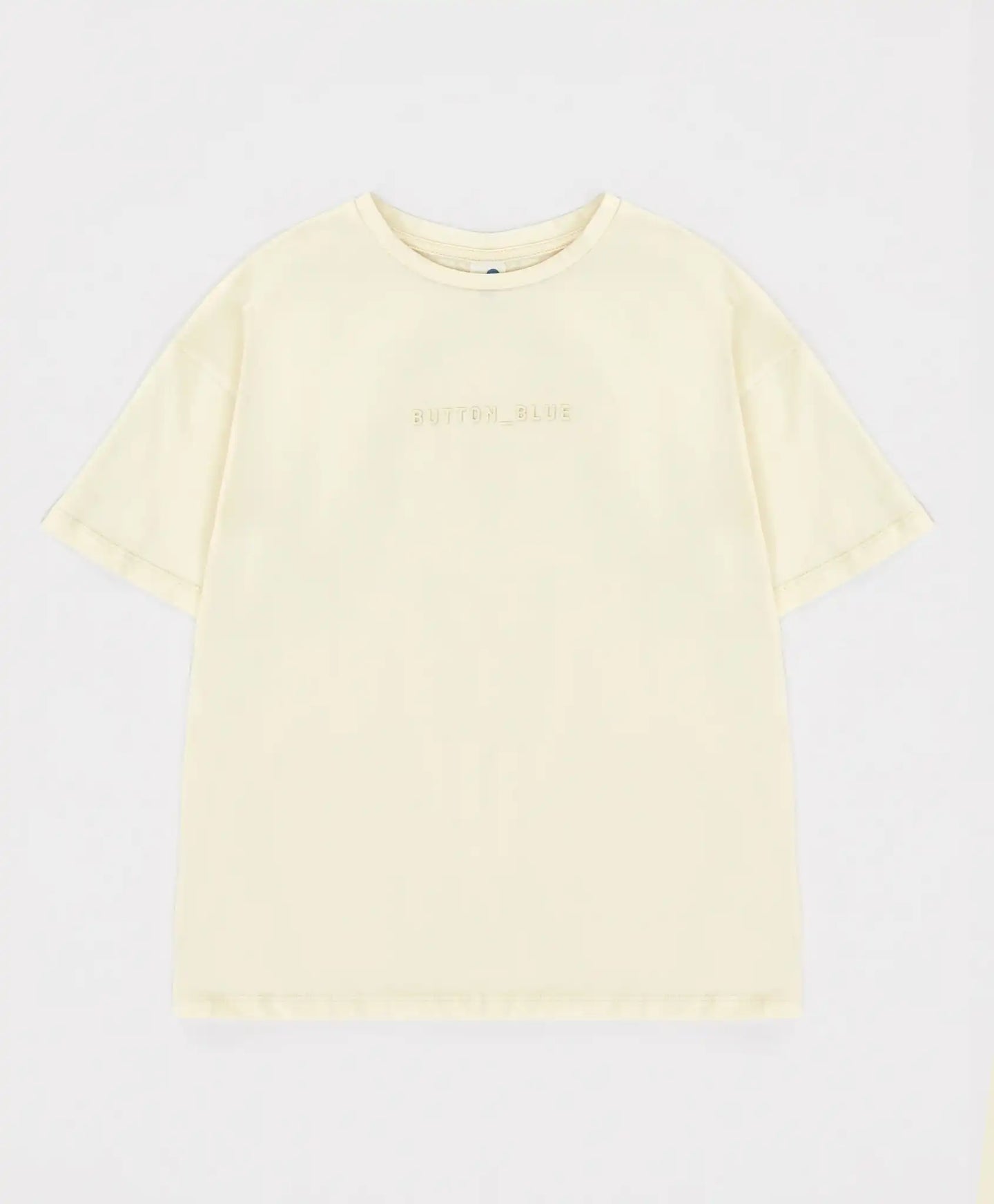 Tricou de bază cu mâneci scurte și imprimeu crem pentru copii Button Blue