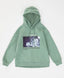 Hanorac oversized cu glugă și imprimeu verde pentru fete Button Blue