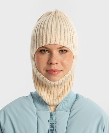 Balaclava tricotată crem pentru copii Button Blue