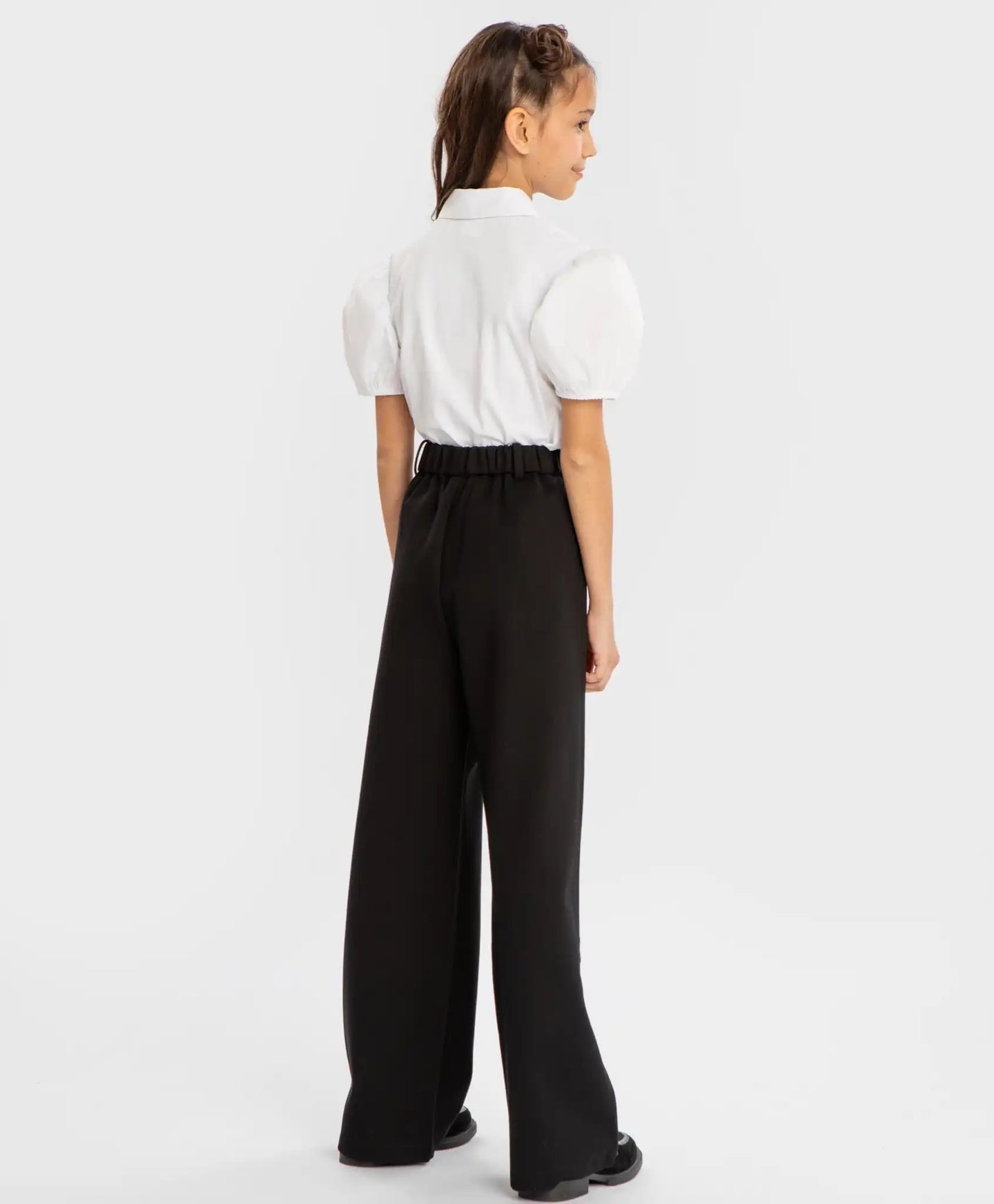 Pantaloni palazzo cu pliuri, negri, Button Blue
