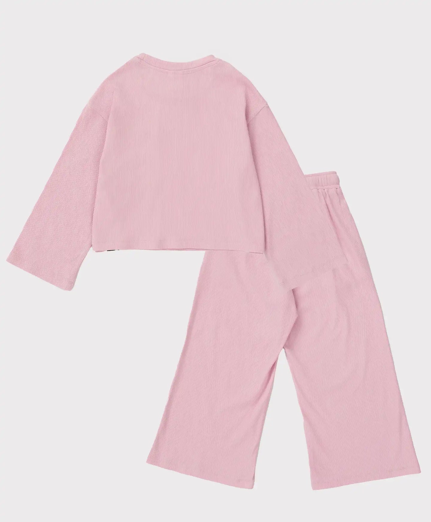 Pijamale cu pantaloni reiat și tricou cu mânecă lungă, lavandă, pentru fată, Button Blue