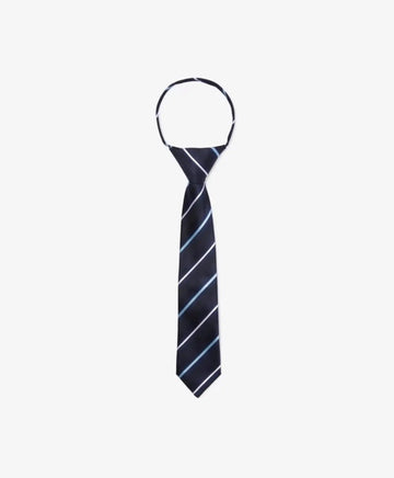 Cravată cu clips, model în dungi, albastră, pentru băiat, Gulliver