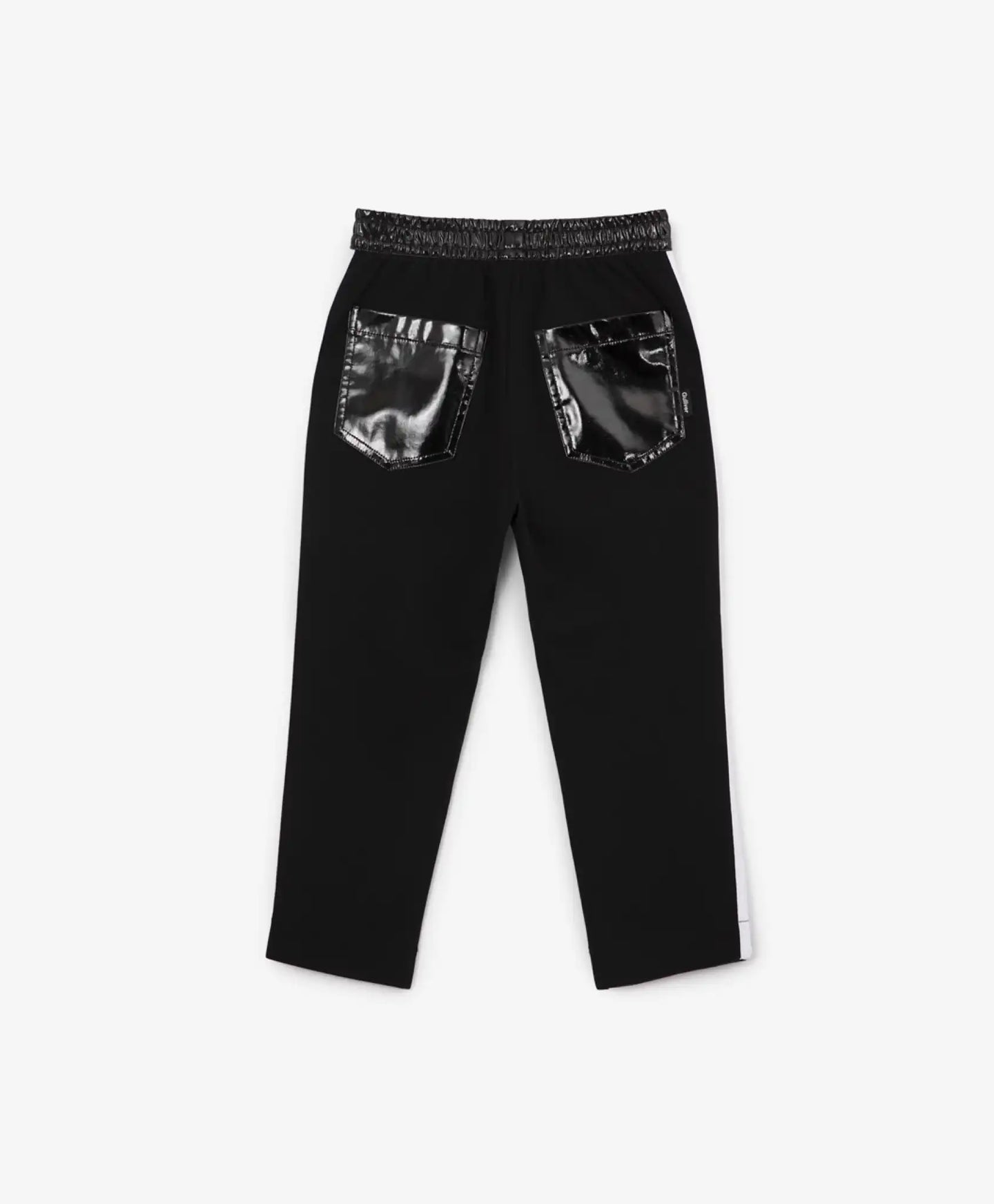 Pantaloni din tricot și piele ecologică lăcuită, negri, Gulliver