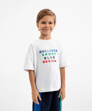 Tricou cu mânecă scurtă, alb, Gulliver