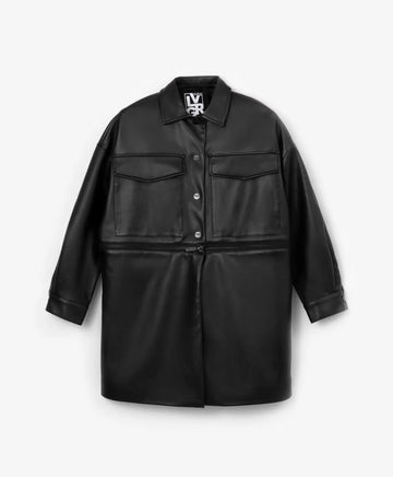 Trench din piele negru transformabil, Gulliver