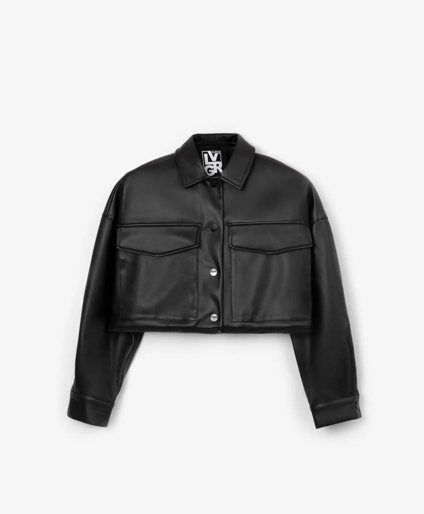 Trench din piele negru transformabil, Gulliver
