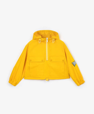 Anorak coupe-vent din material impermeabil gros, galben, cu glugă, Gulliver