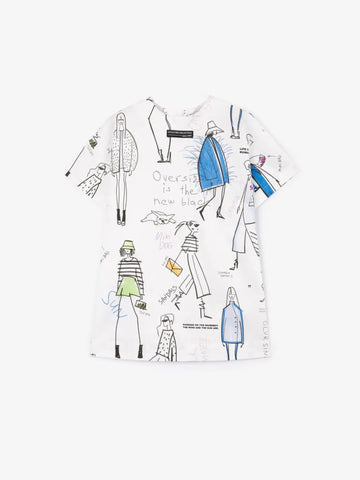 Rochie de vară din poplin cu imprimeu dinamic mare, Gulliver