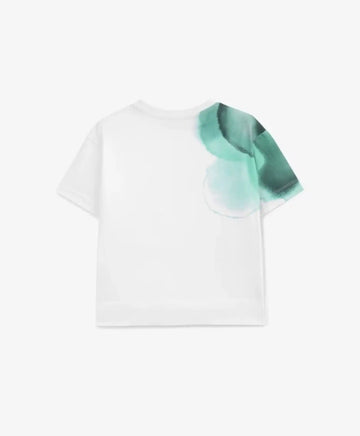 Tricou alb cu imprimeu asimetric pentru băiat, Gulliver