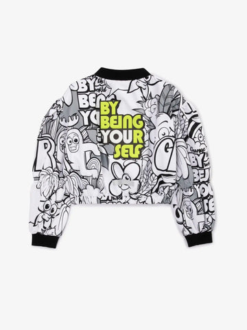 Bomber oversize din material impermeabil, cu grafică intensă, Gulliver