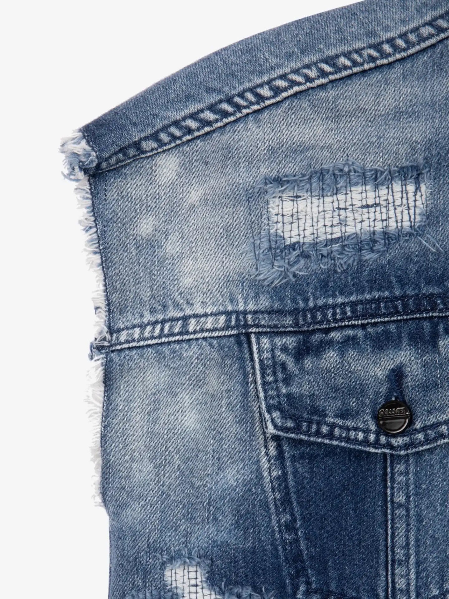 Vestă din denim albastră, cu efect de deteriorare, pentru fete, Gulliver