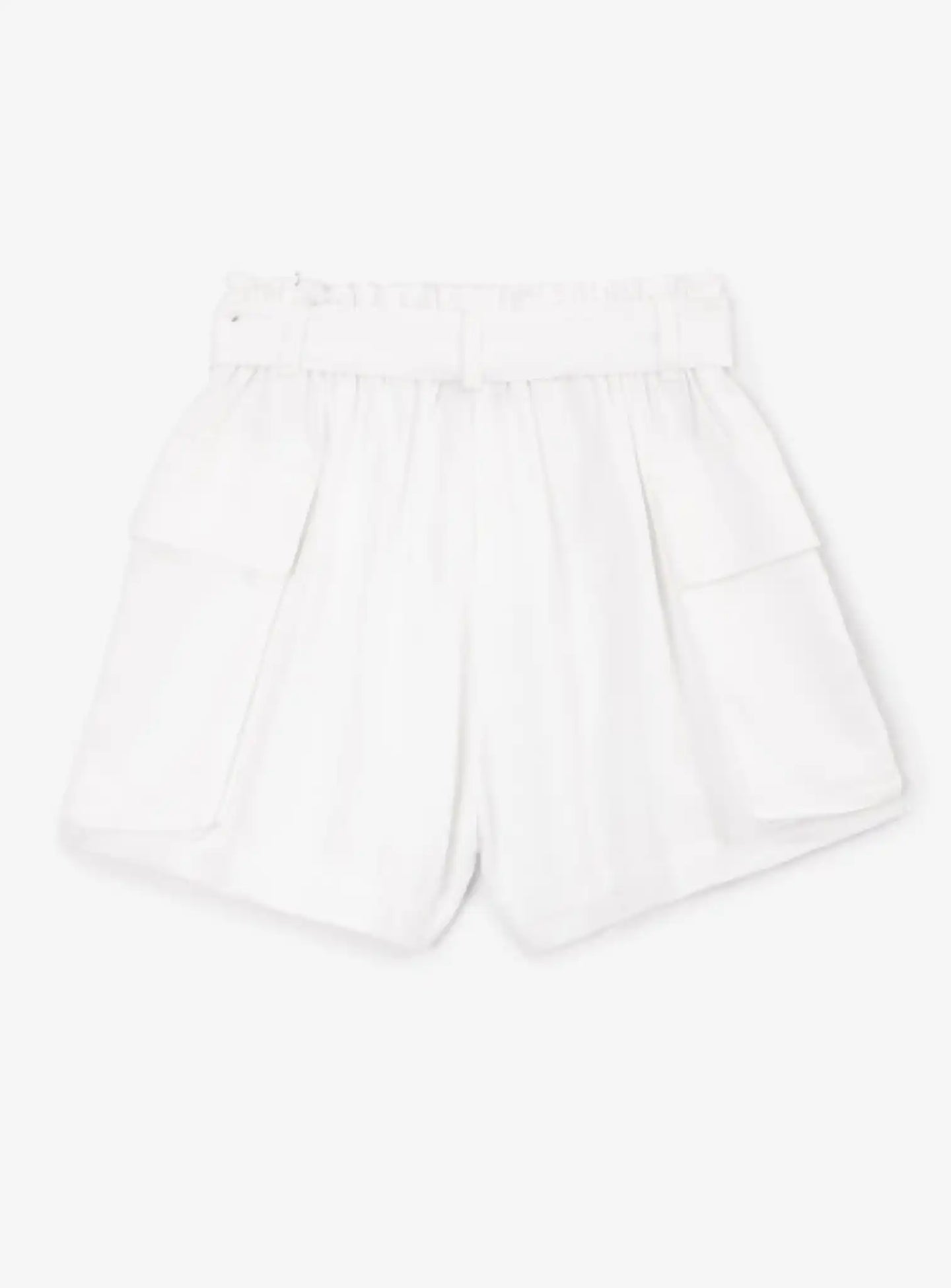 Pantaloni scurți pentru fată, din material textil, cu buzunare cargo, albi, Gulliver