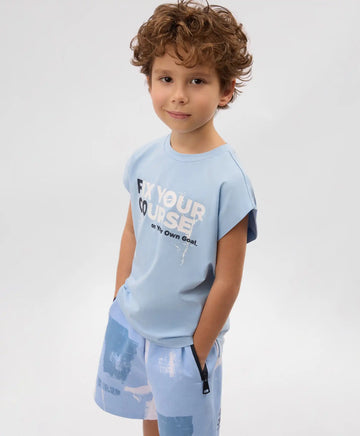 Tricou pentru băiat, cu imprimeu, albastru, Gulliver