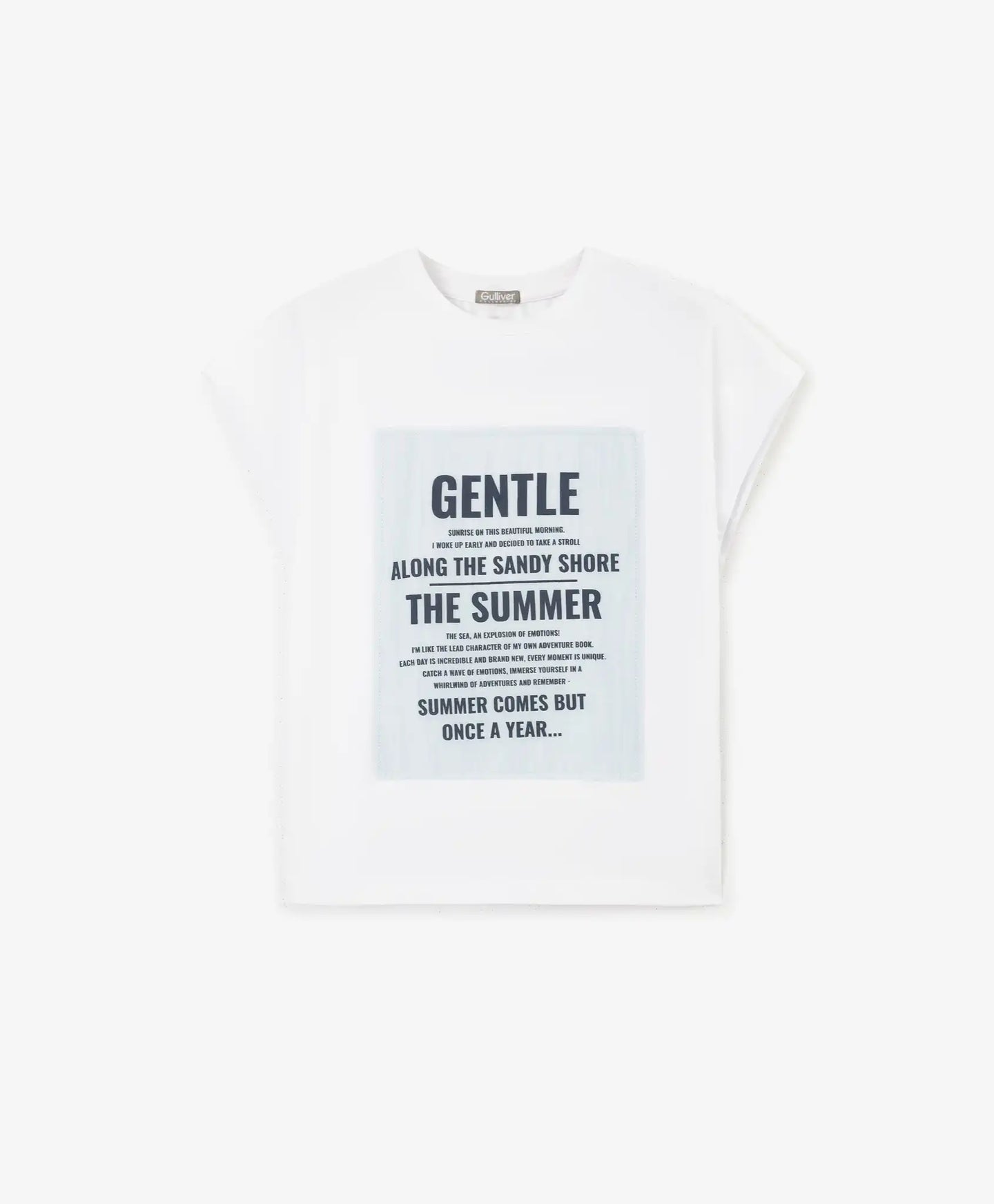 Tricou pentru fată cu siluetă oversize moderată și mânecă scurtă completă, alb, Gulliver