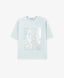 Tricou oversize pentru fată cu decorațiune din paiete transparente, albastru, Gulliver