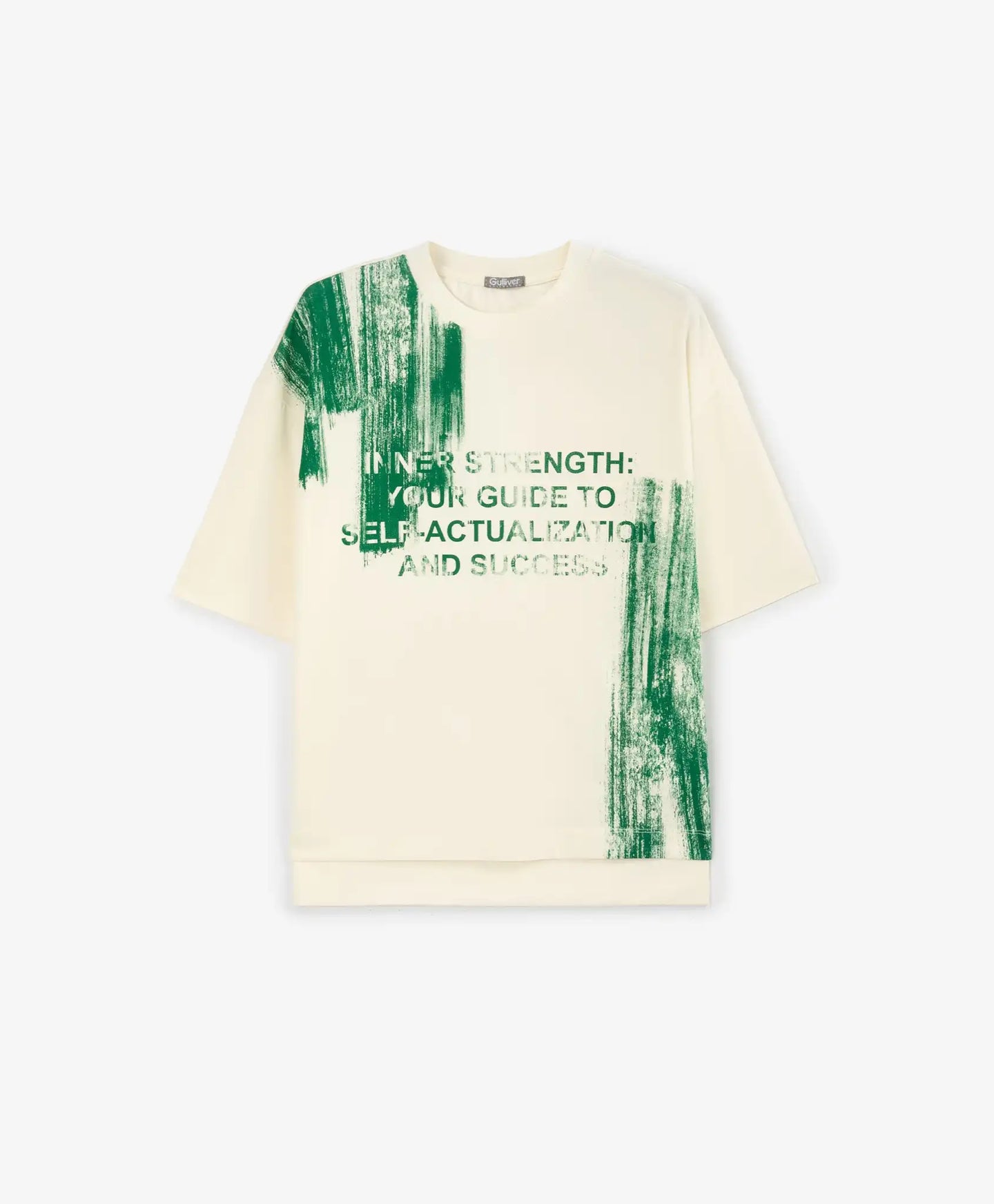 Tricou oversize pentru băiat, crem, cu imprimeu, Gulliver