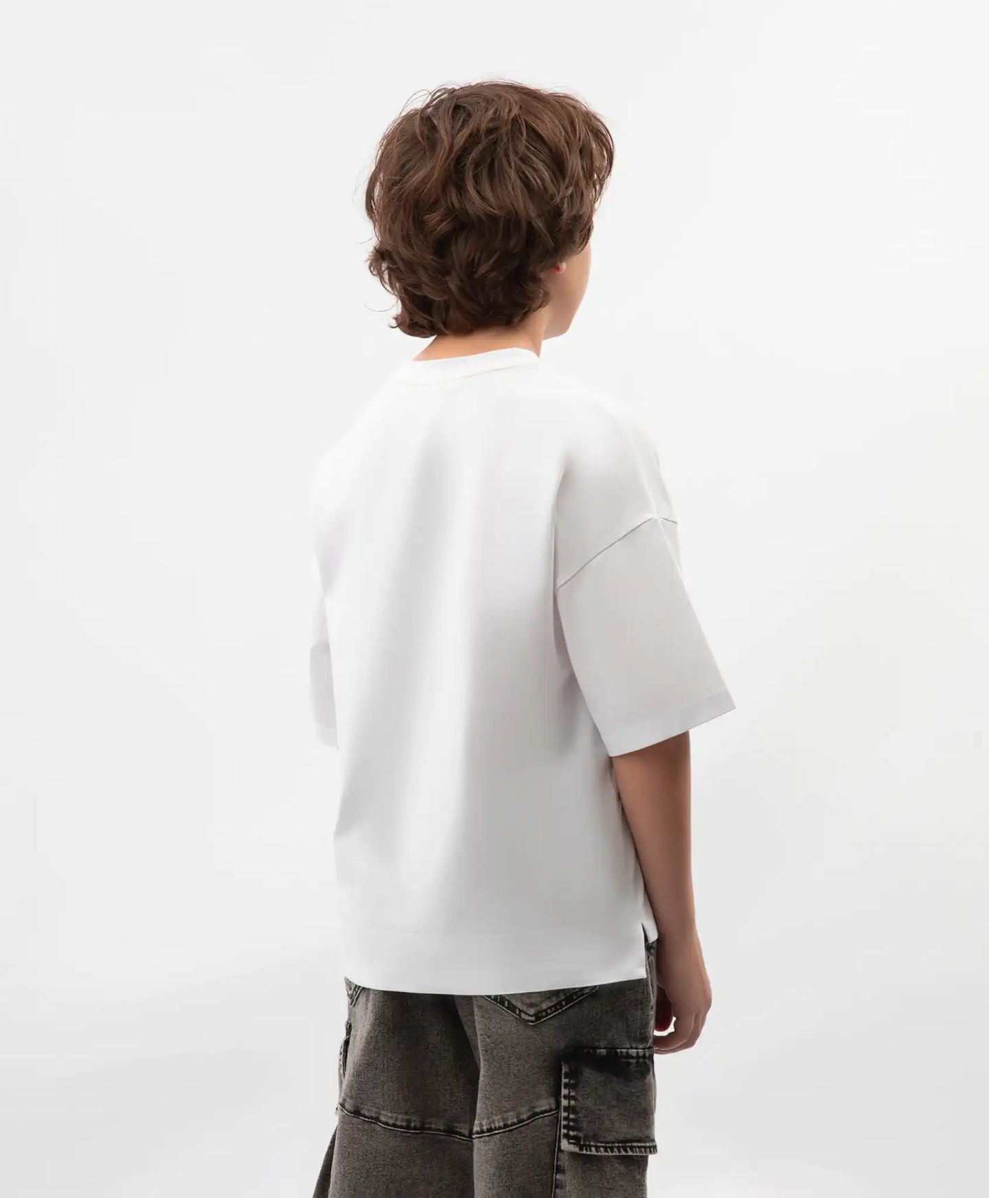 Tricou oversize pentru băiat, alb, cu imprimeu, Gulliver