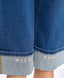 Pantaloni scurți din denim până la genunchi, albaștri, cu imprimeu, pentru fată, Button Blue