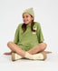 Crop-top tricou pentru fată, verde, oversize, cu imprimeu, Button Blue