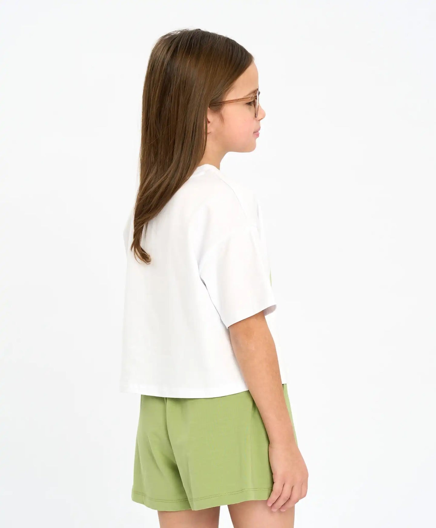 Tricou cu mânecă scurtă pentru fată, alb, oversize, cu imprimeu, Button Blue