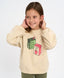 Hanorac oversized pentru copii alb-cremos cu imprimeu Button Blue