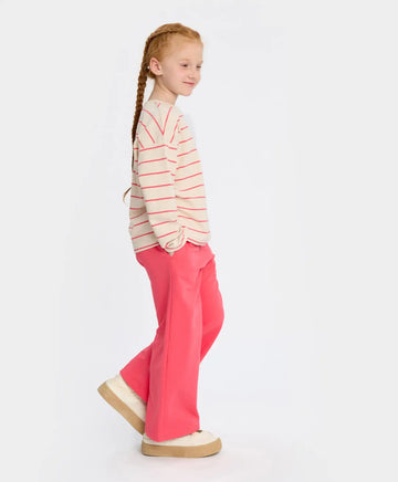 Pantaloni sport largi pentru fată, cu talie elastică, corai, Button Blue