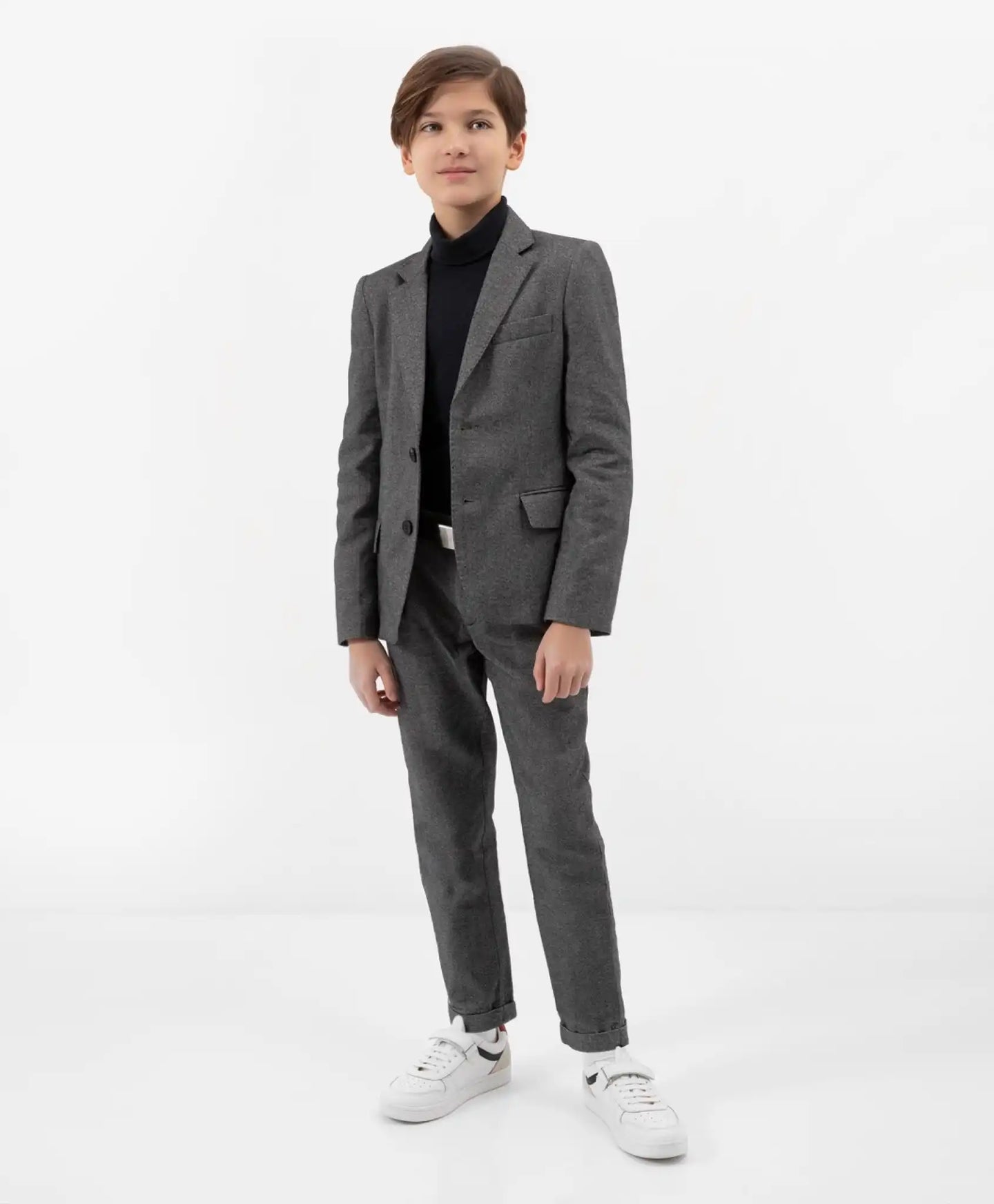 Pantaloni din tweed, conici spre gleznă, gri, Gulliver