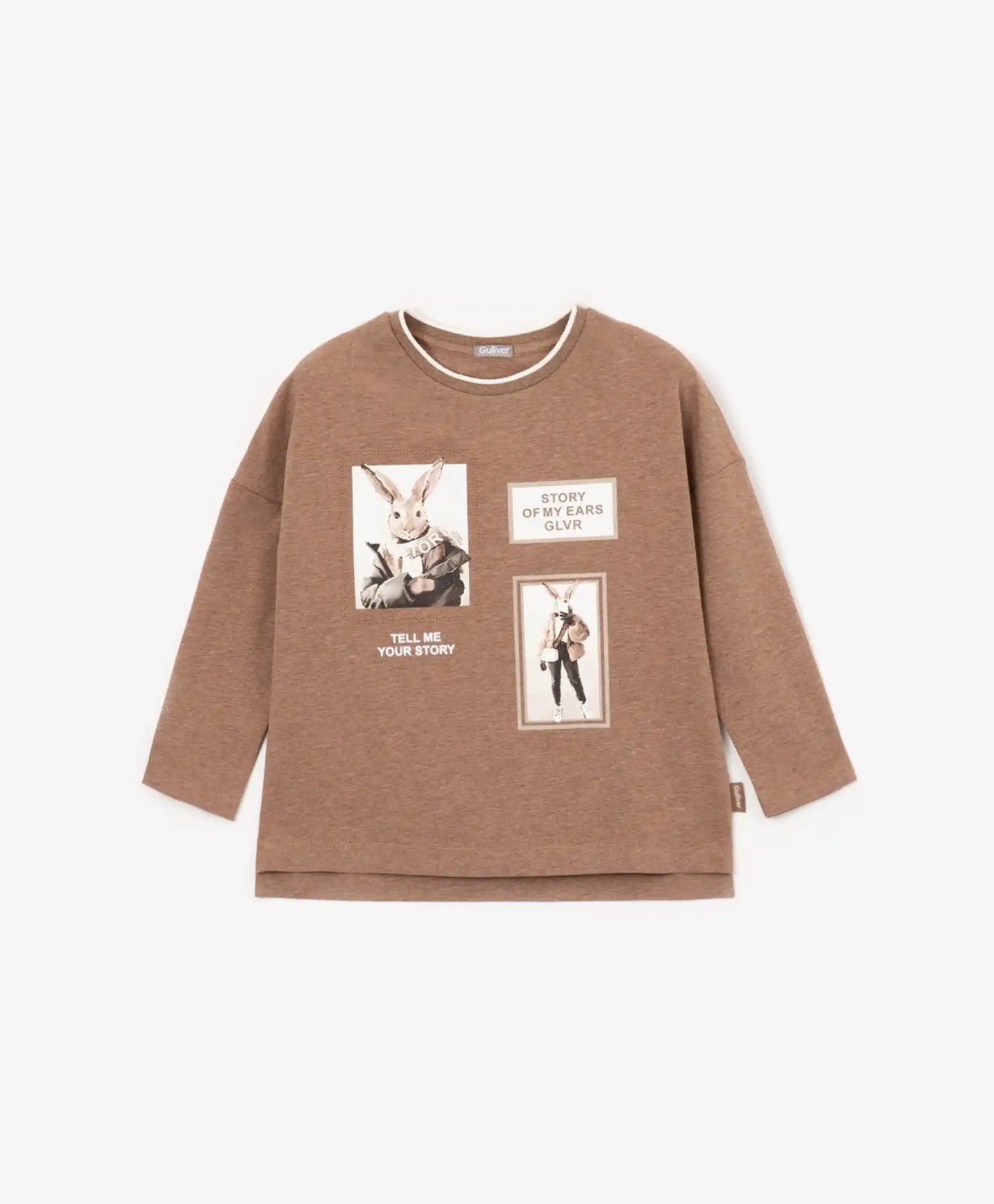 Bluza liberă cu mâneci lungi maro Gulliver
